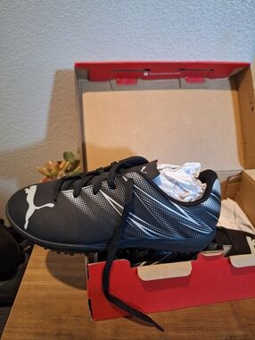 Puma Black and White Boy's Athletic Soccer Shoes